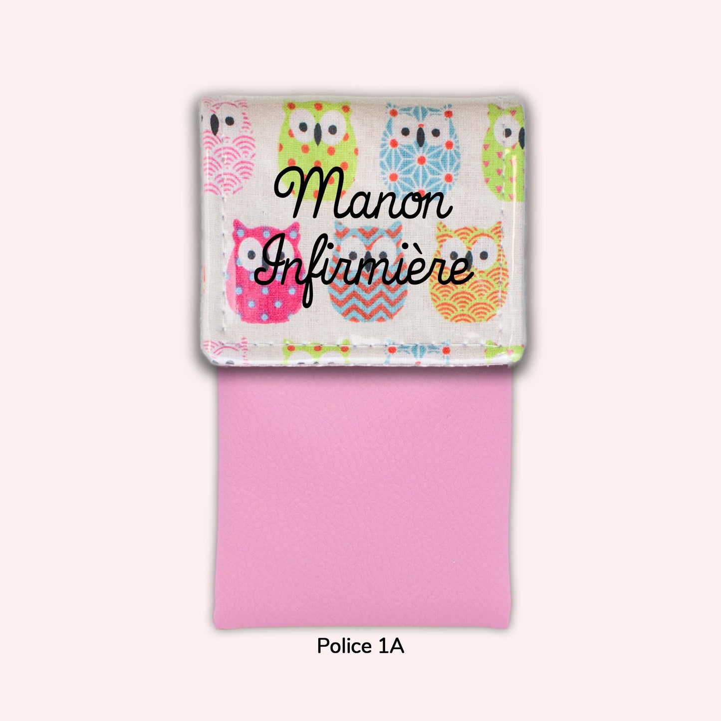 Pochette aimantée Hiboux Rose