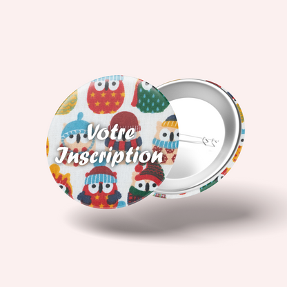 Badge Hiboux Hiver Sable