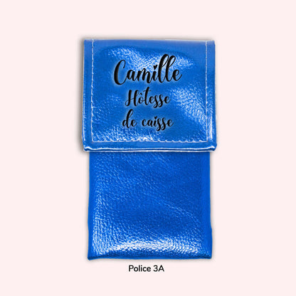 Pochette aimantée Bleu métallisé