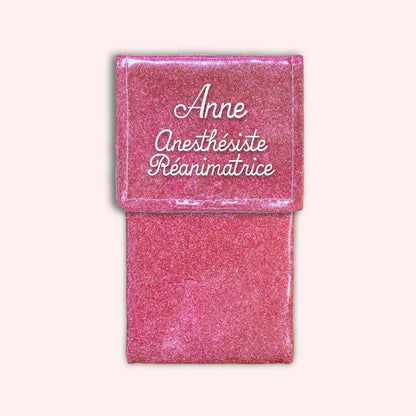 Old pink glitter magnetic pouch