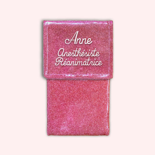 Pochette aimantée Vieux rose paillette