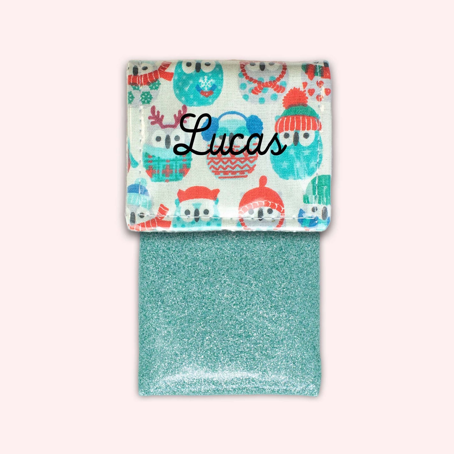 Pochette aimantée Hiboux Menthe Hiver