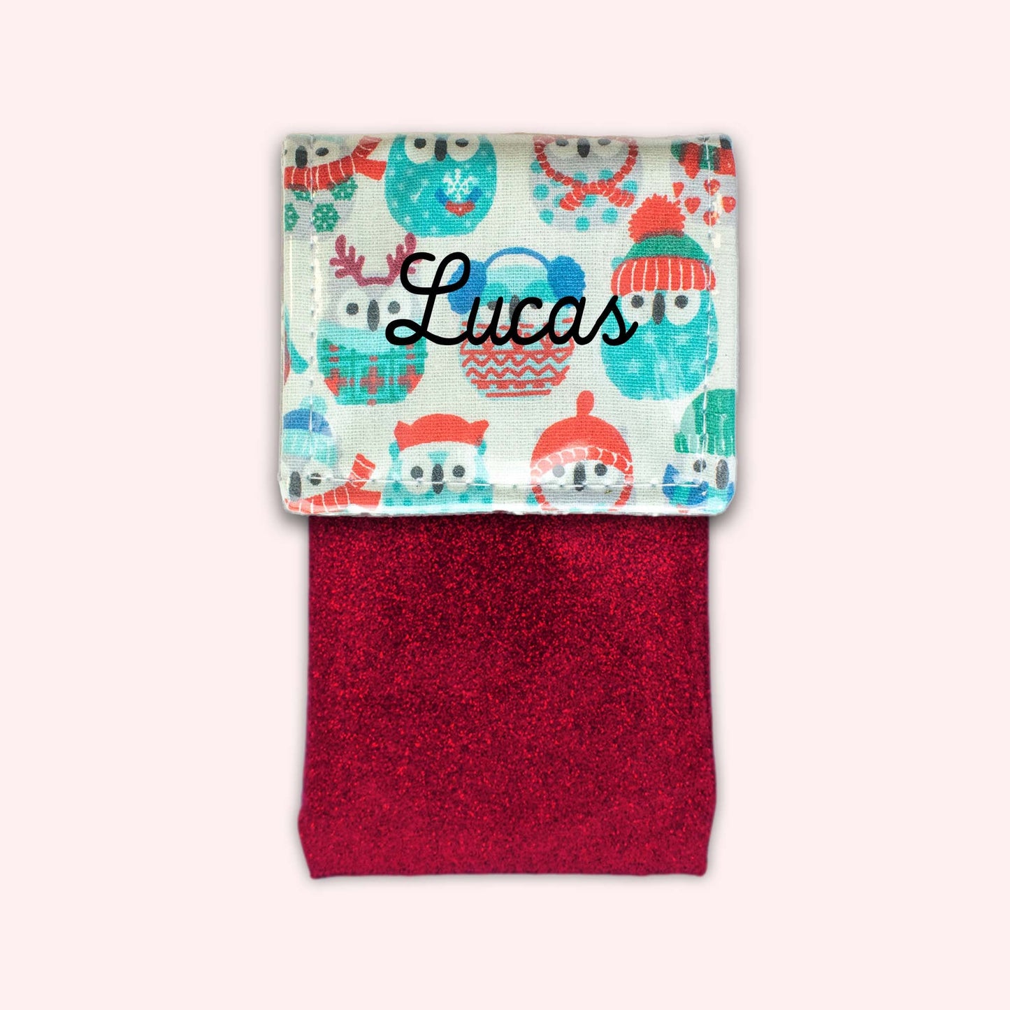 Pochette aimantée Hiboux Menthe Hiver