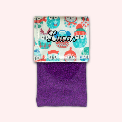 Pochette aimantée Hiboux Menthe Hiver