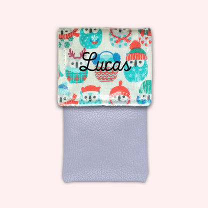 Pochette aimantée Hiboux Menthe Hiver