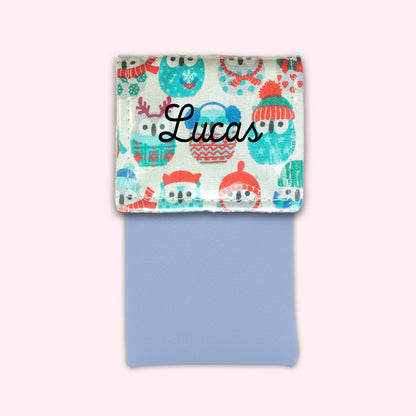 Pochette aimantée Hiboux Menthe Hiver