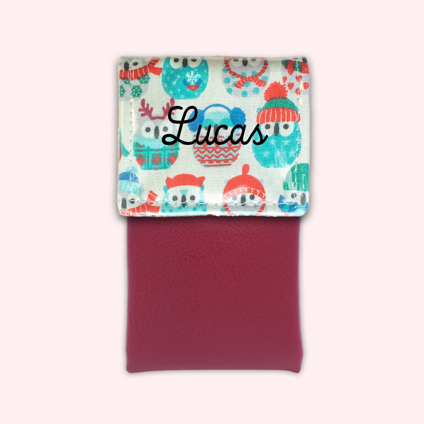 Pochette aimantée Hiboux Menthe Hiver