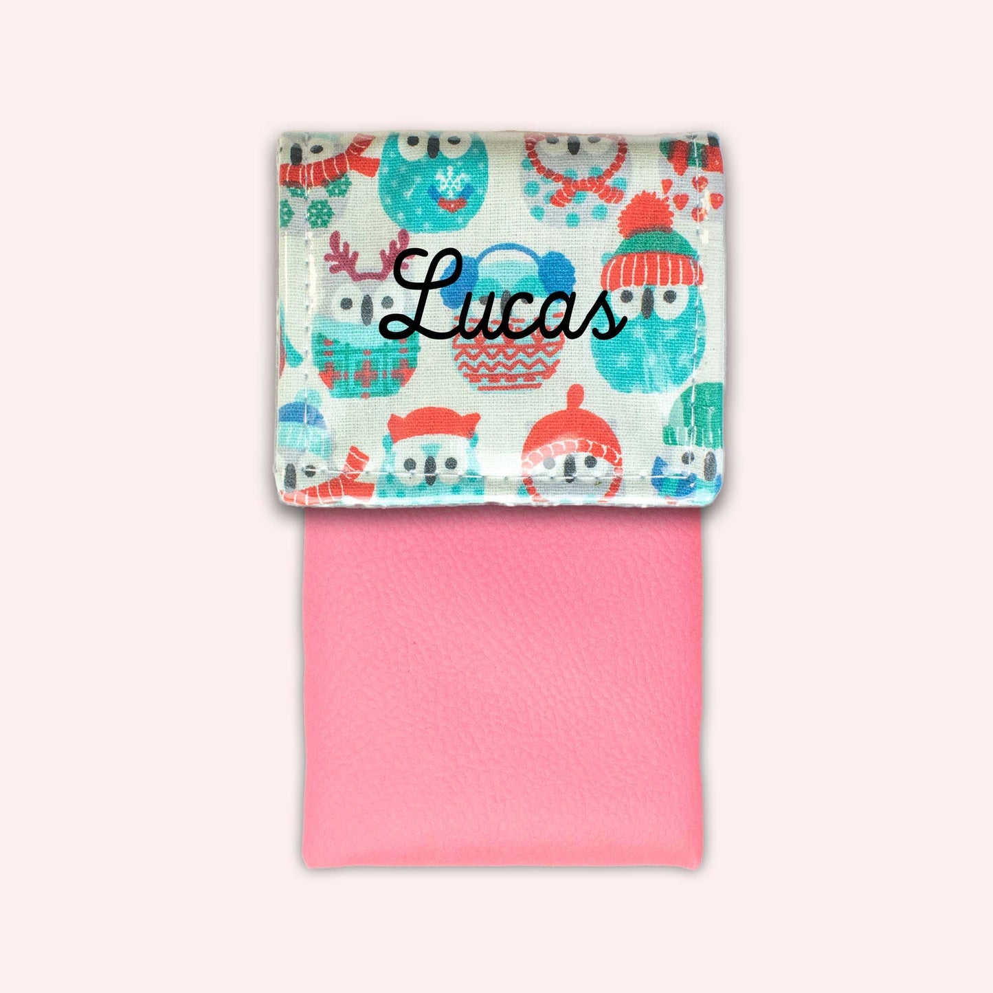 Pochette aimantée Hiboux Menthe Hiver