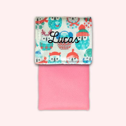 Pochette aimantée Hiboux Menthe Hiver