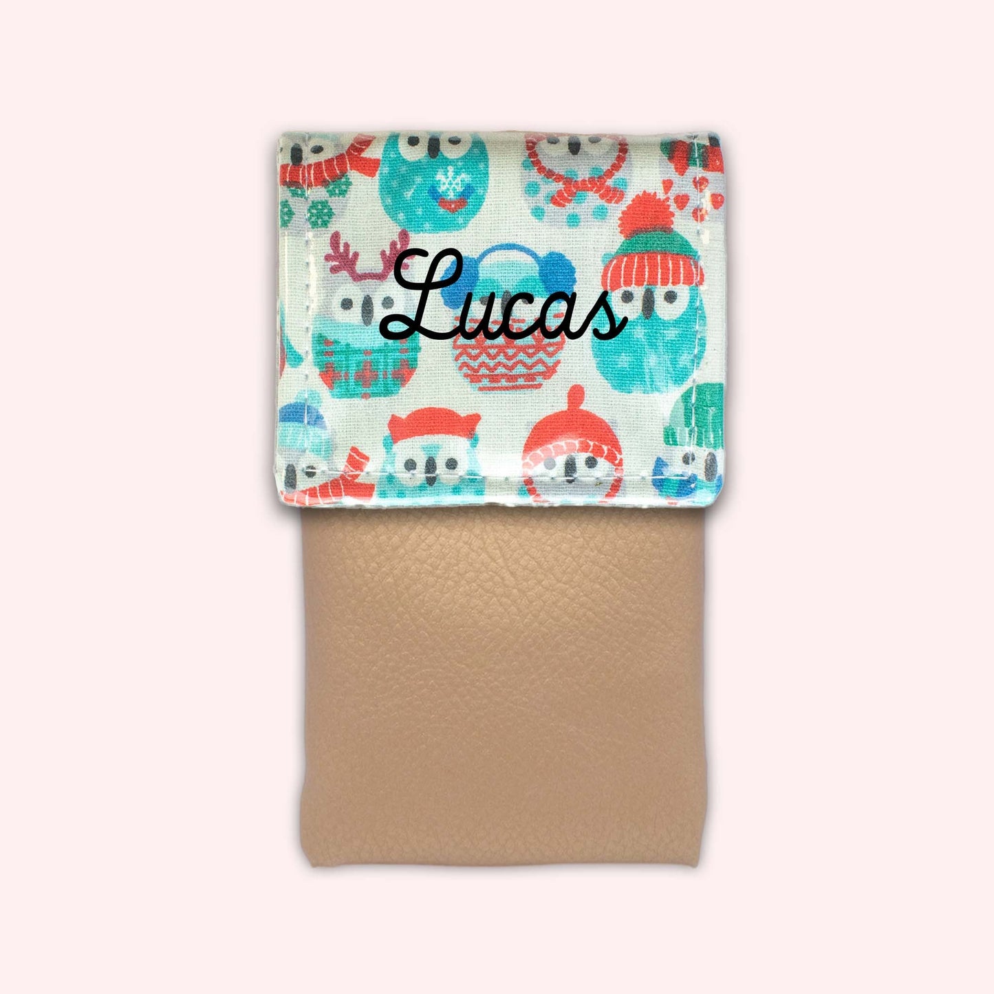 Pochette aimantée Hiboux Menthe Hiver