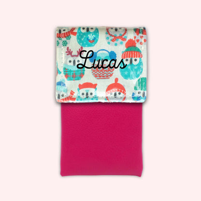 Pochette aimantée Hiboux Menthe Hiver