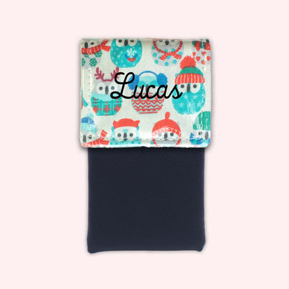 Pochette aimantée Hiboux Menthe Hiver