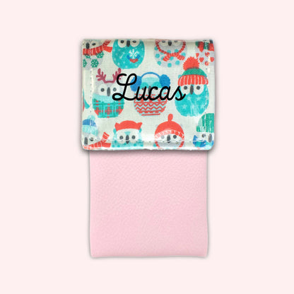 Pochette aimantée Hiboux Menthe Hiver