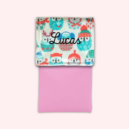 Pochette aimantée Hiboux Menthe Hiver