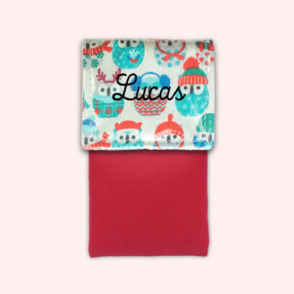 Pochette aimantée Hiboux Menthe Hiver