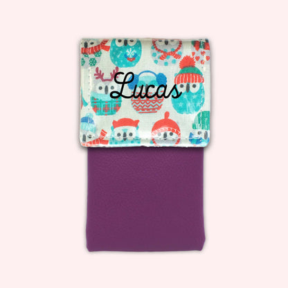 Pochette aimantée Hiboux Menthe Hiver