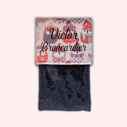 Pochette aimantée Hiboux Rouge Hiver