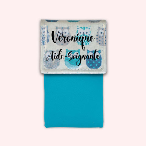 Pochette aimantée Hiboux Turquoise