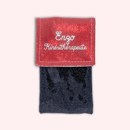 Red sparkle magnetic pouch