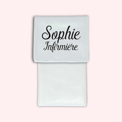 Two-tone pouch with white glitter flap