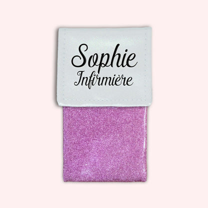 Two-tone pouch with white glitter flap