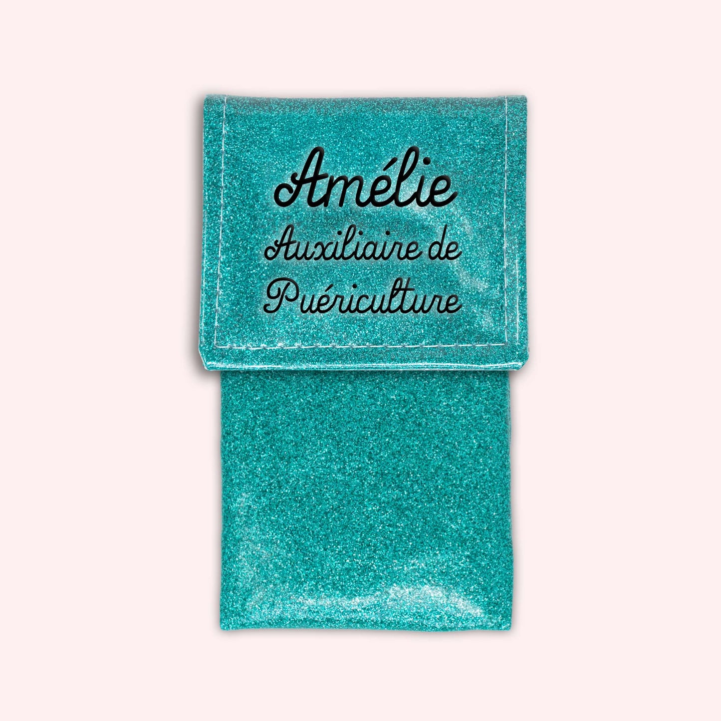 Pochette aimantée Bleu tropique paillette