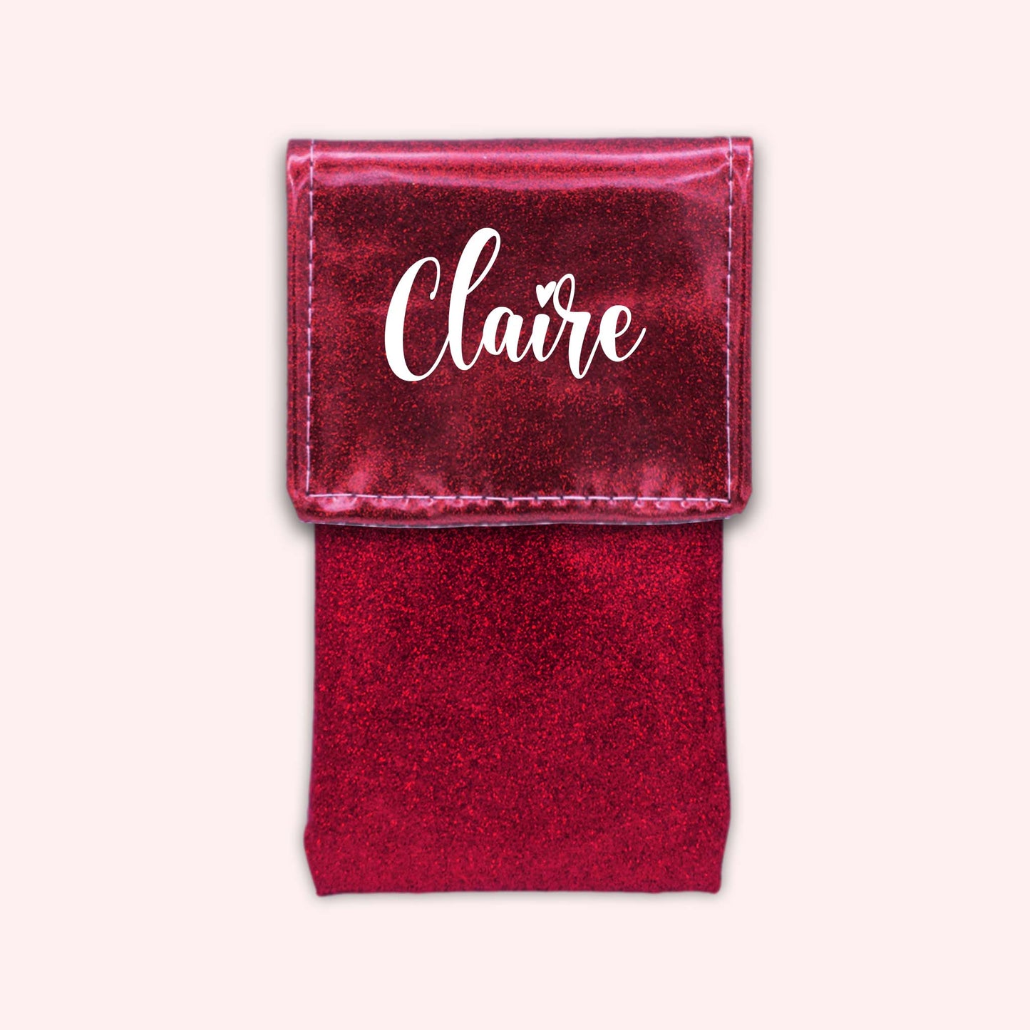 Raspberry glitter magnetic pouch