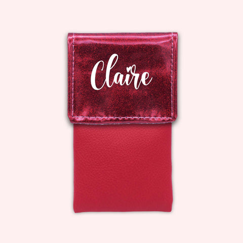 Two-tone pouch with Raspberry glitter flap