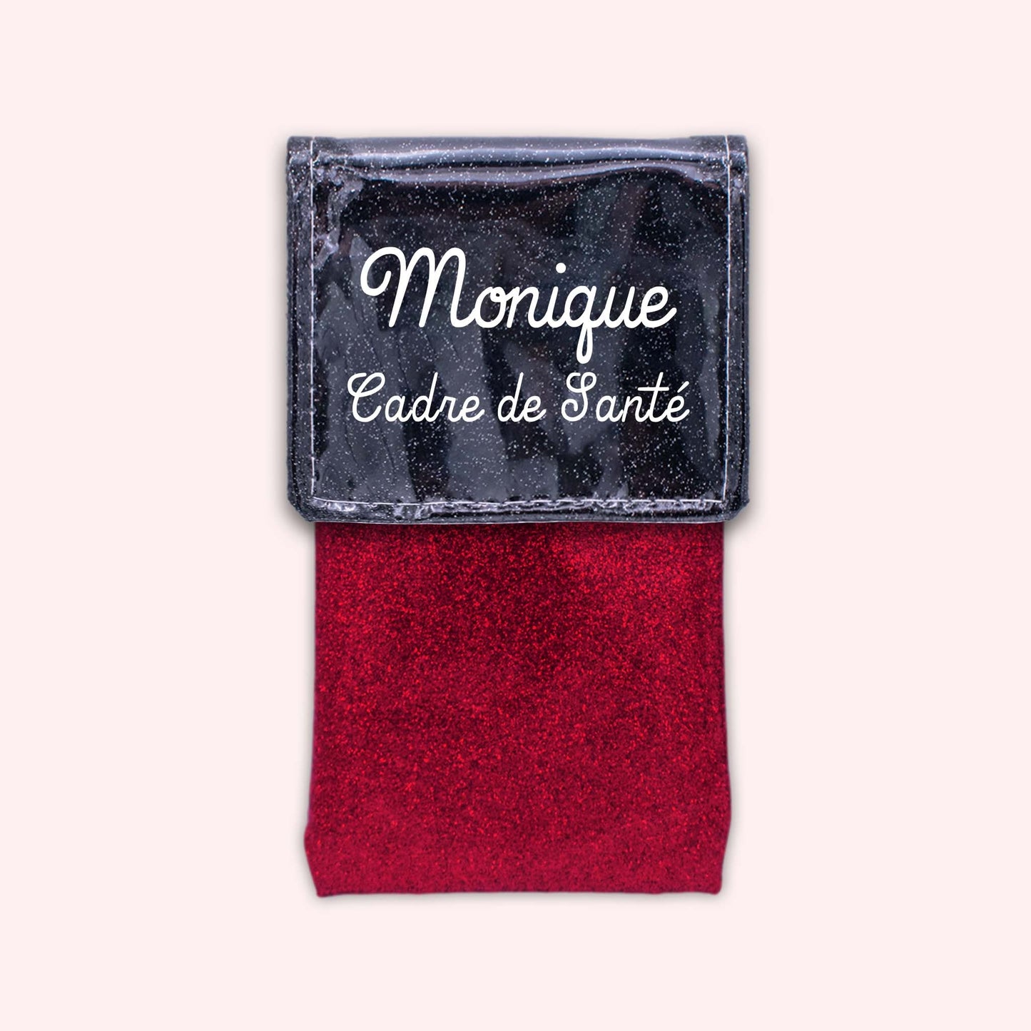 Pochette bicolore rabat Noir paillette