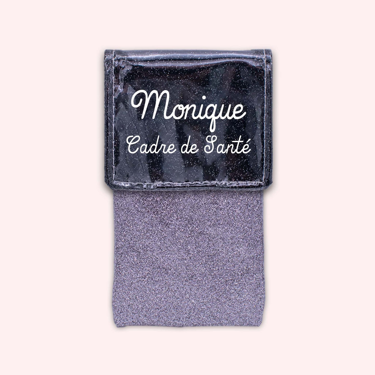 Pochette bicolore rabat Noir paillette