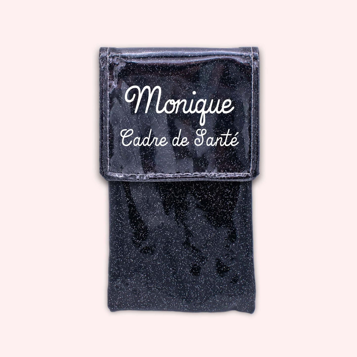 Pochette bicolore rabat Noir paillette