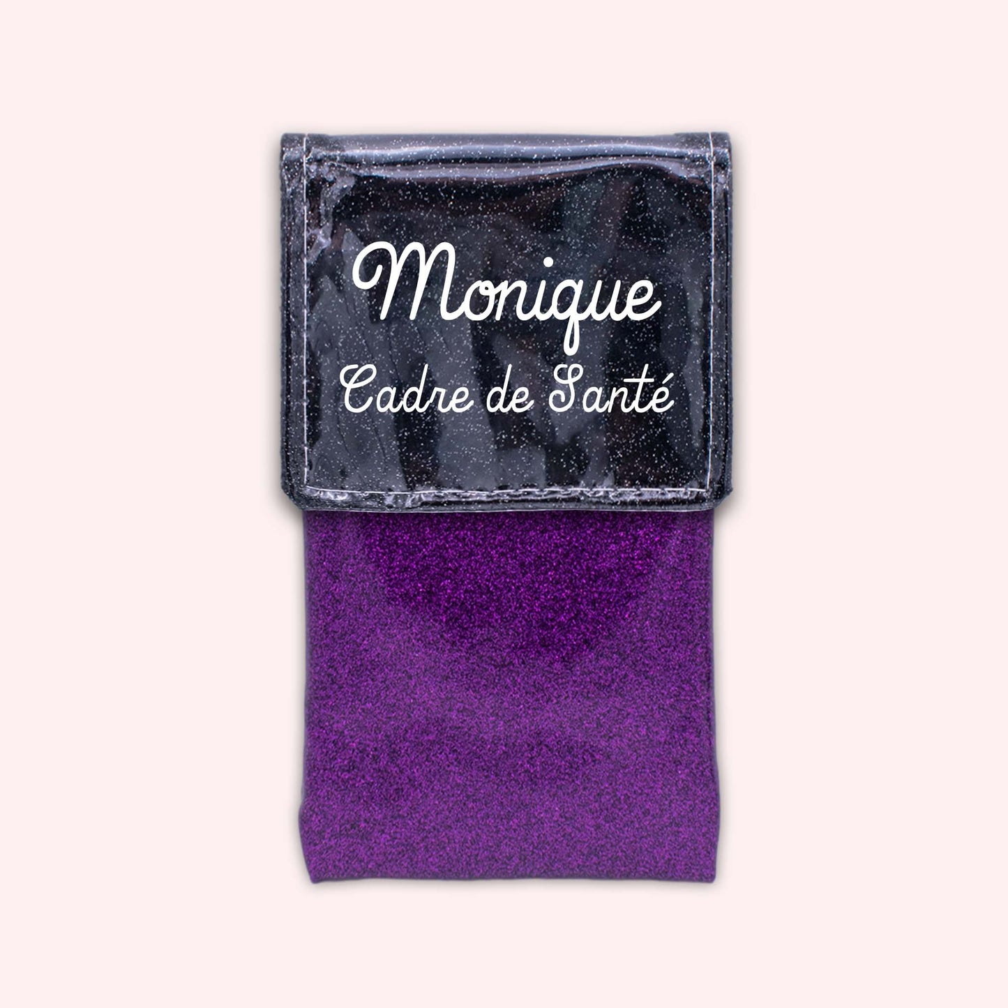 Pochette bicolore rabat Noir paillette