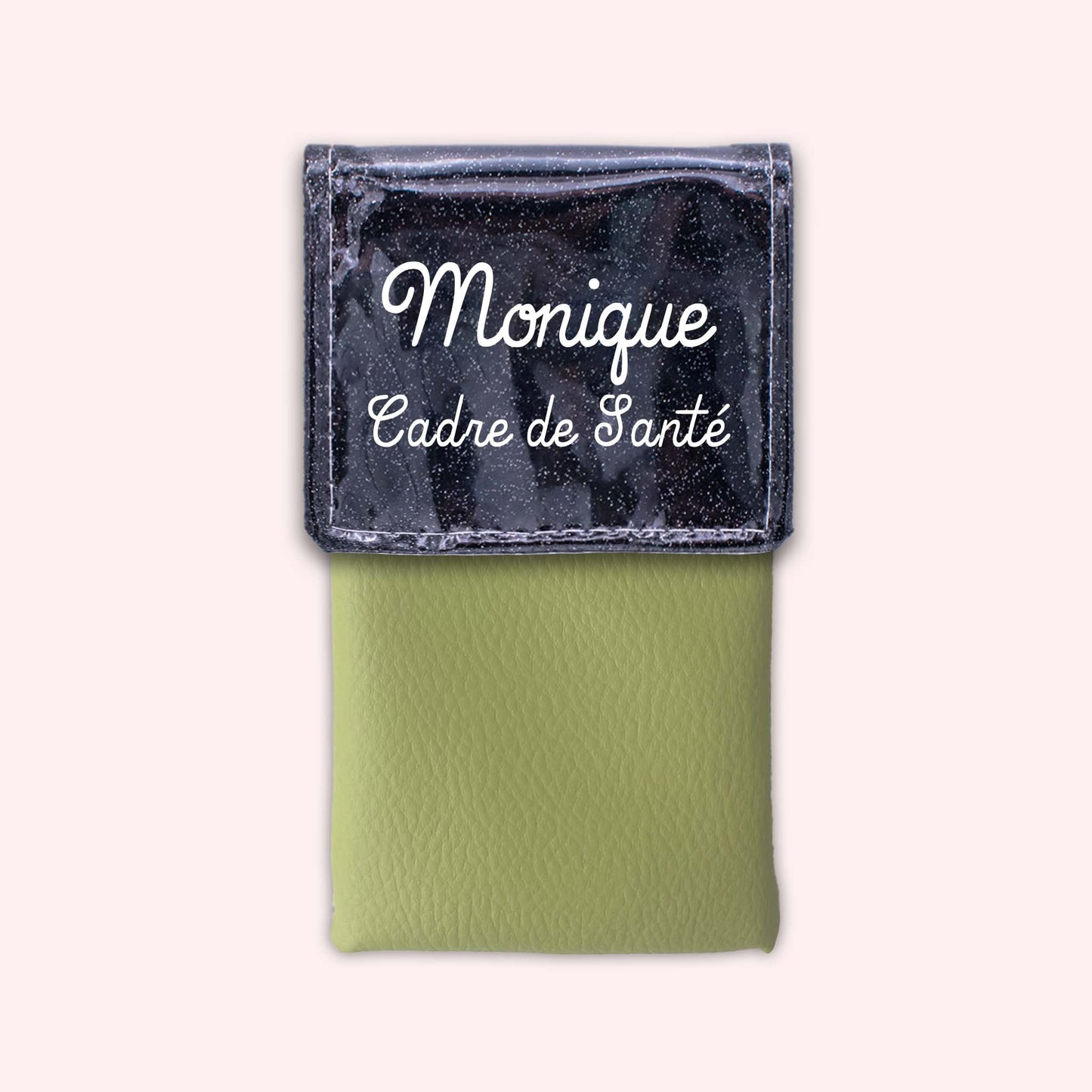 Pochette bicolore rabat Noir paillette