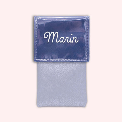 Two-tone pouch with royal blue flap