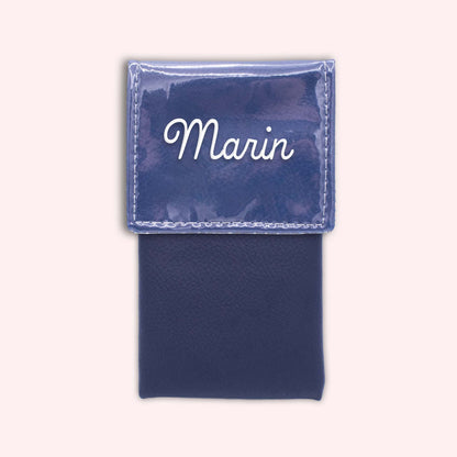 Two-tone pouch with royal blue flap