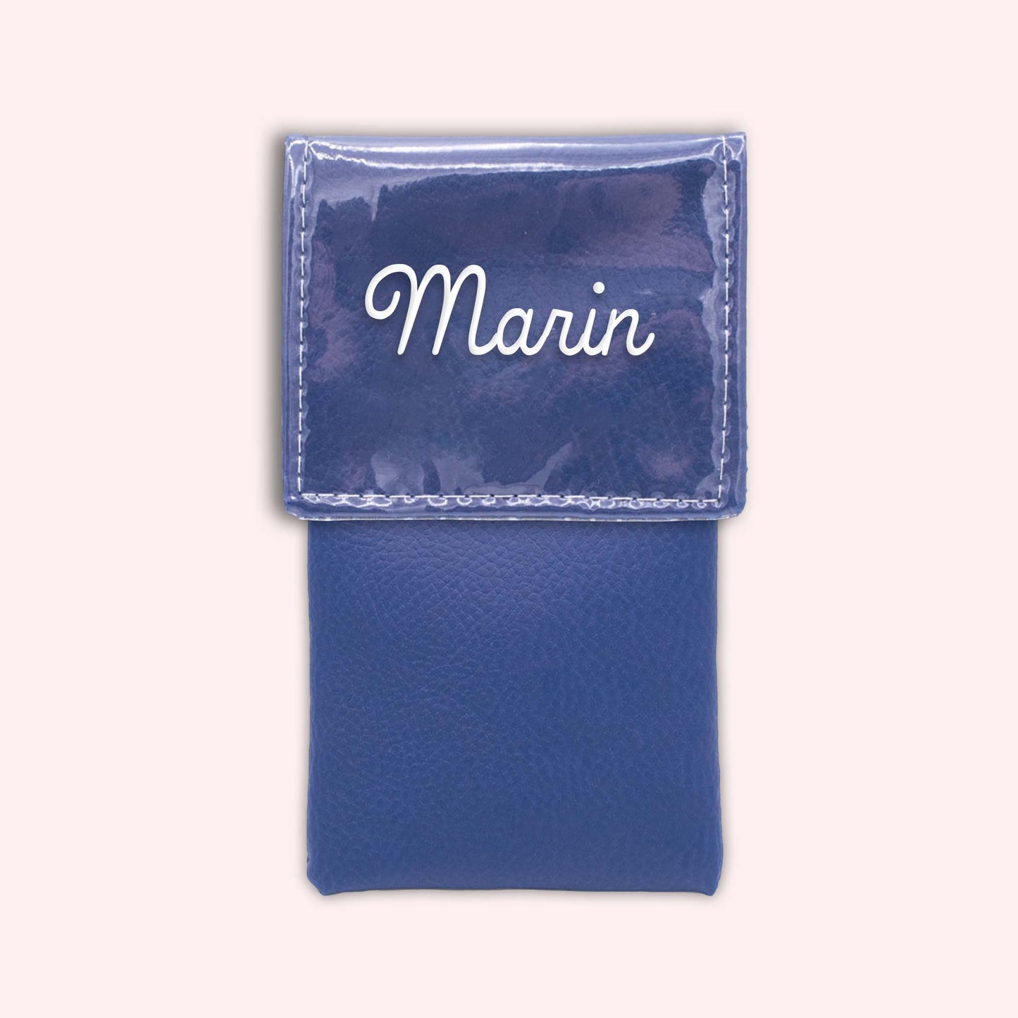 Two-tone pouch with royal blue flap