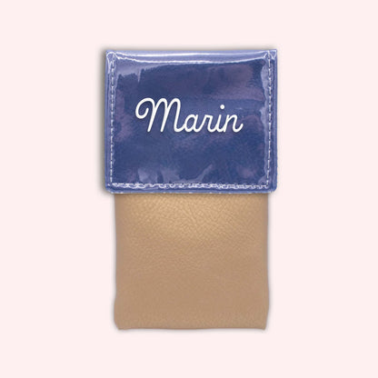 Two-tone pouch with royal blue flap