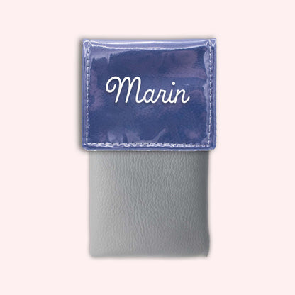 Two-tone pouch with royal blue flap