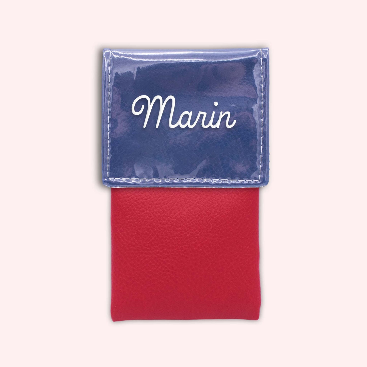 Two-tone pouch with royal blue flap