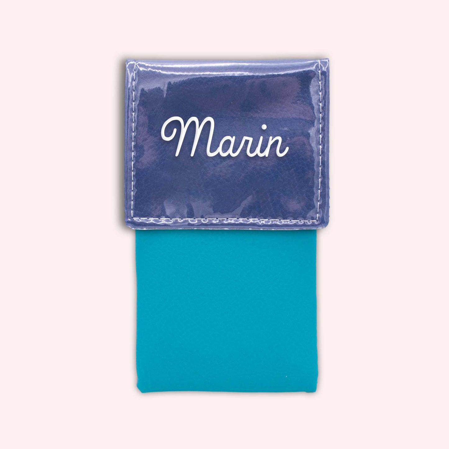 Two-tone pouch with royal blue flap