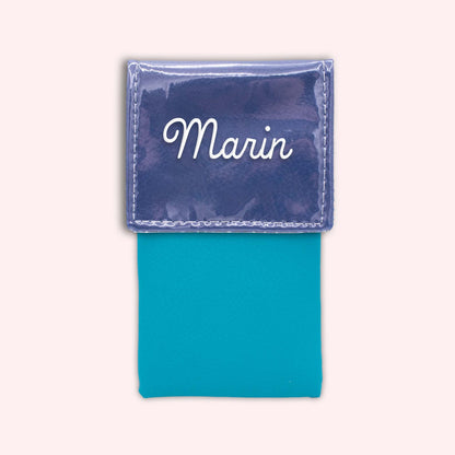 Two-tone pouch with royal blue flap