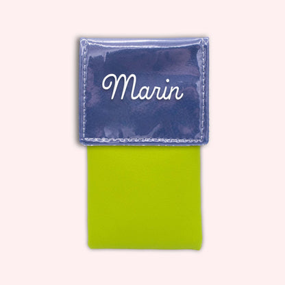 Two-tone pouch with royal blue flap