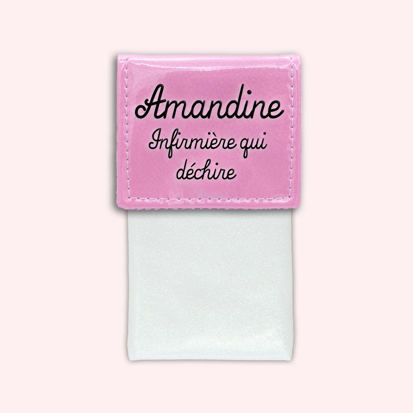 Two-tone pouch with pale pink flap