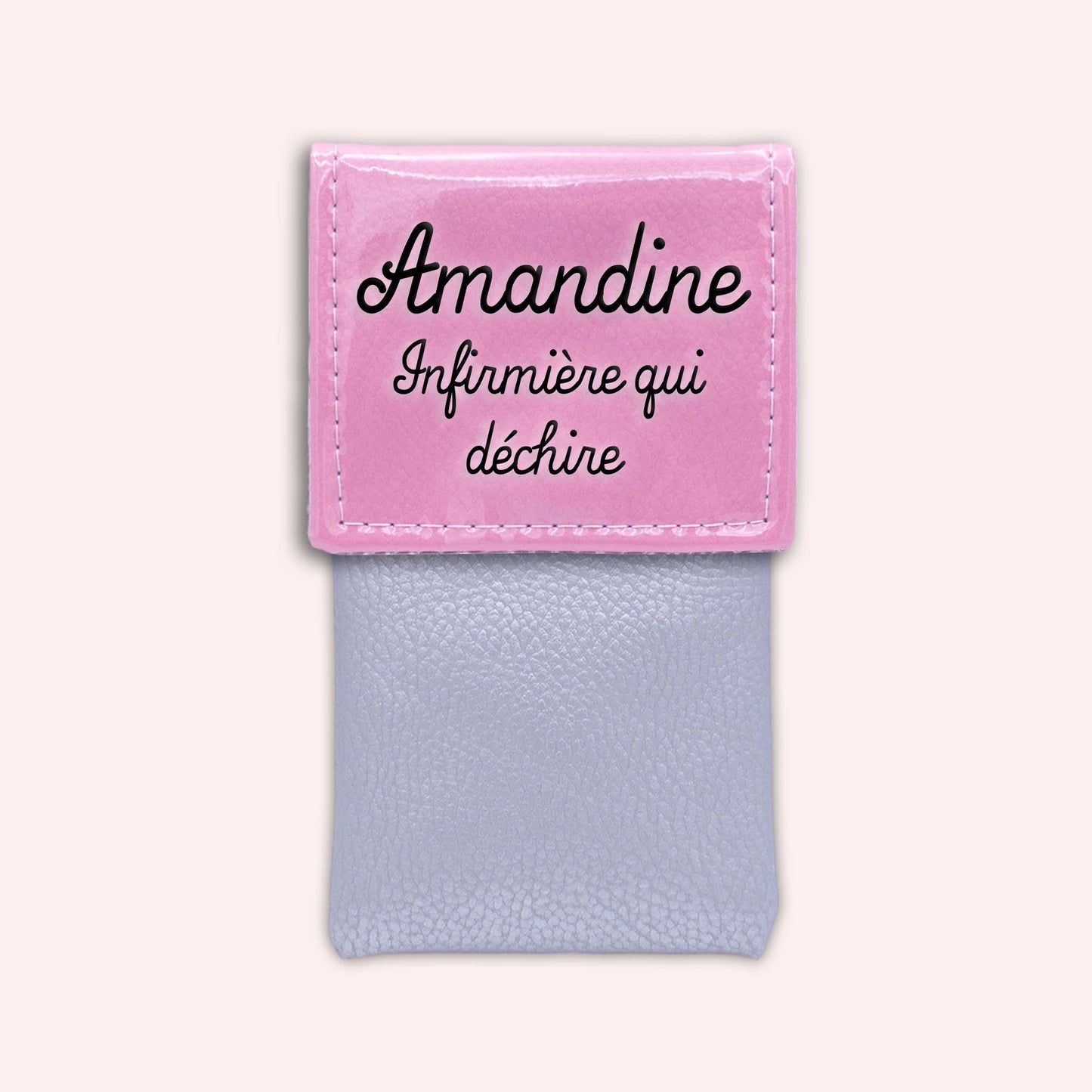 Two-tone pouch with pale pink flap