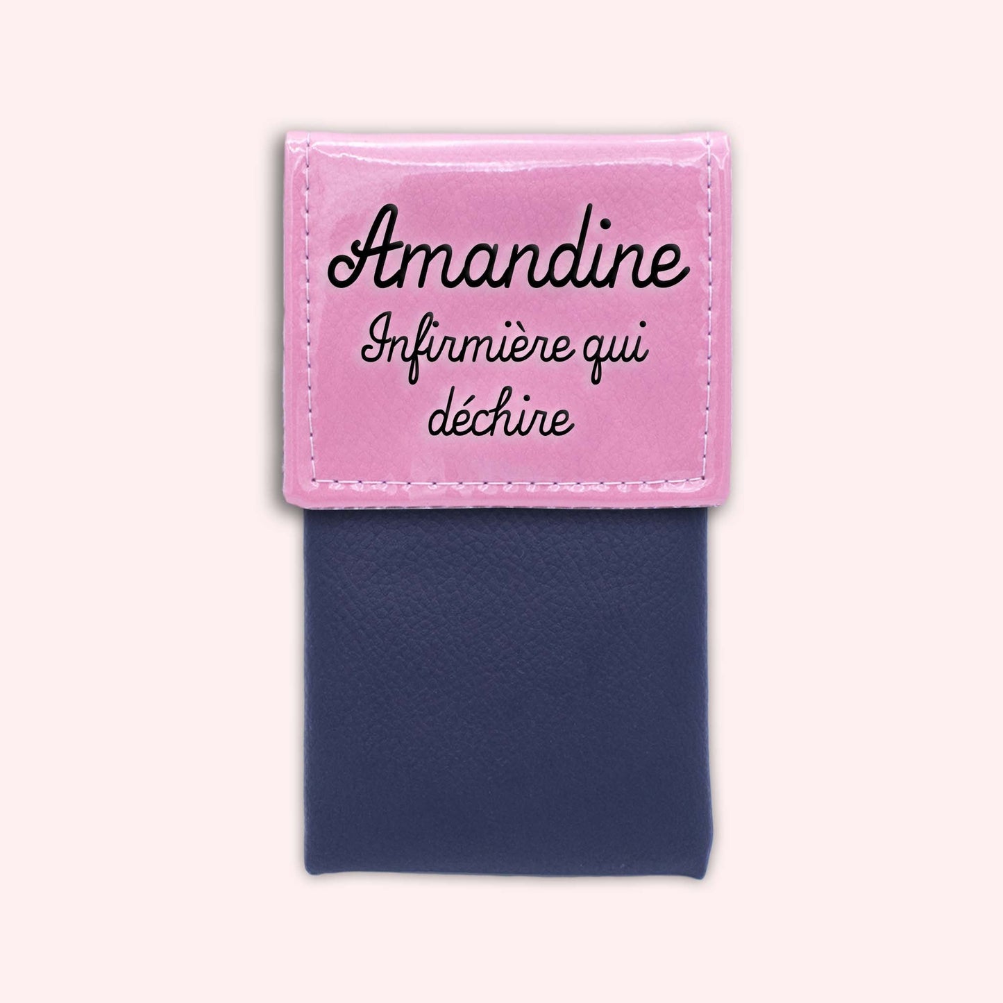 Two-tone pouch with pale pink flap