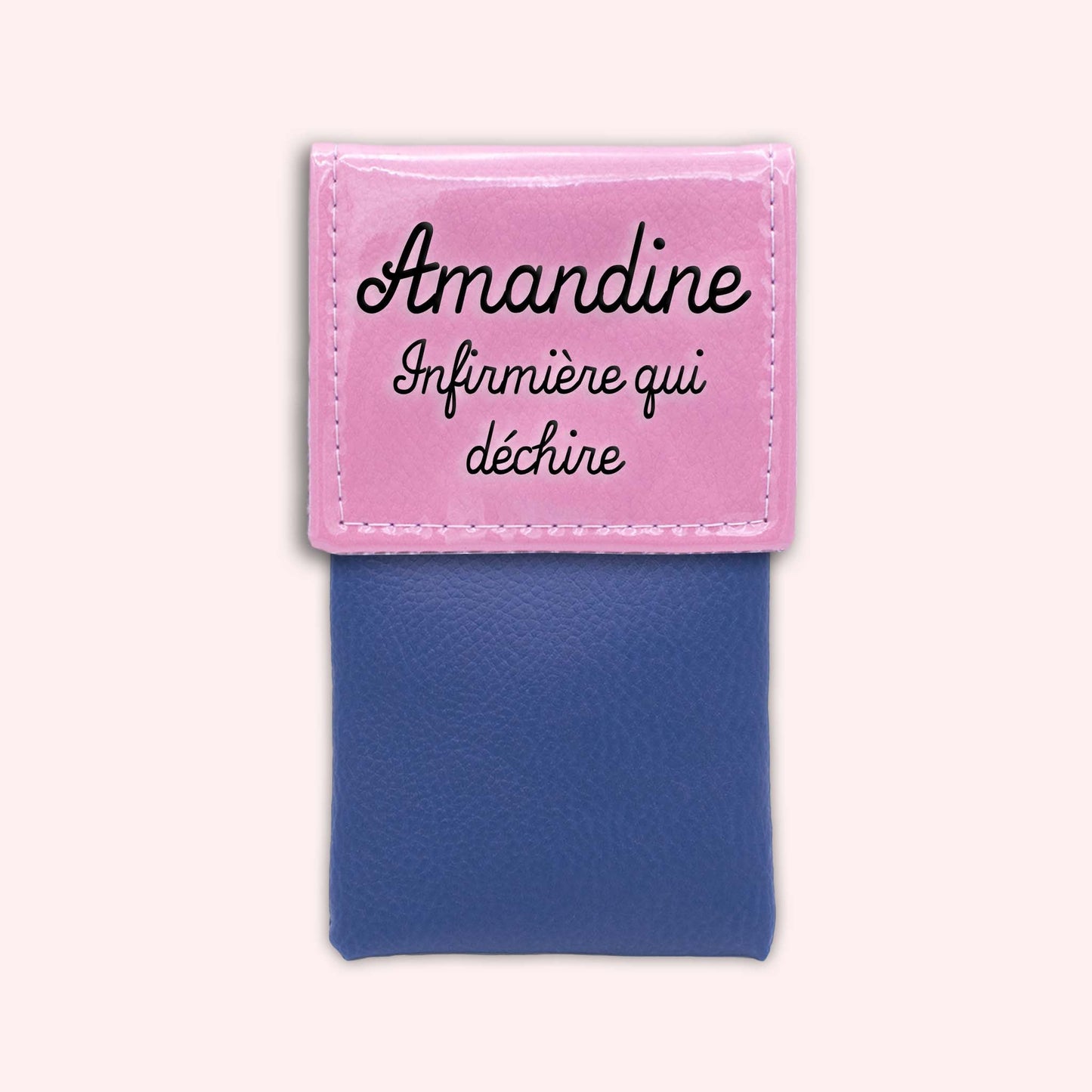 Two-tone pouch with pale pink flap