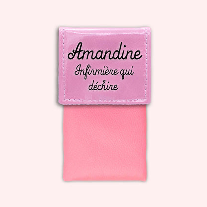 Two-tone pouch with pale pink flap