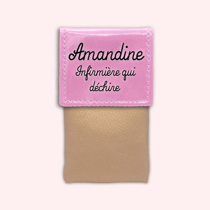 Two-tone pouch with pale pink flap