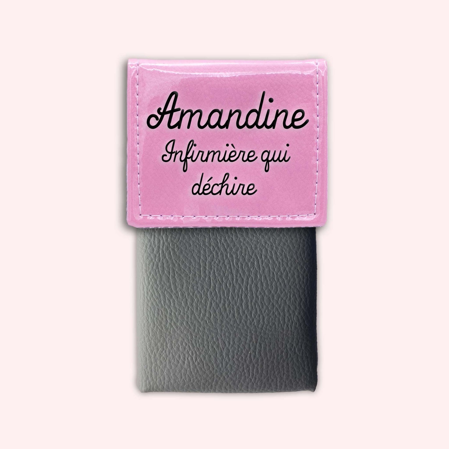 Two-tone pouch with pale pink flap