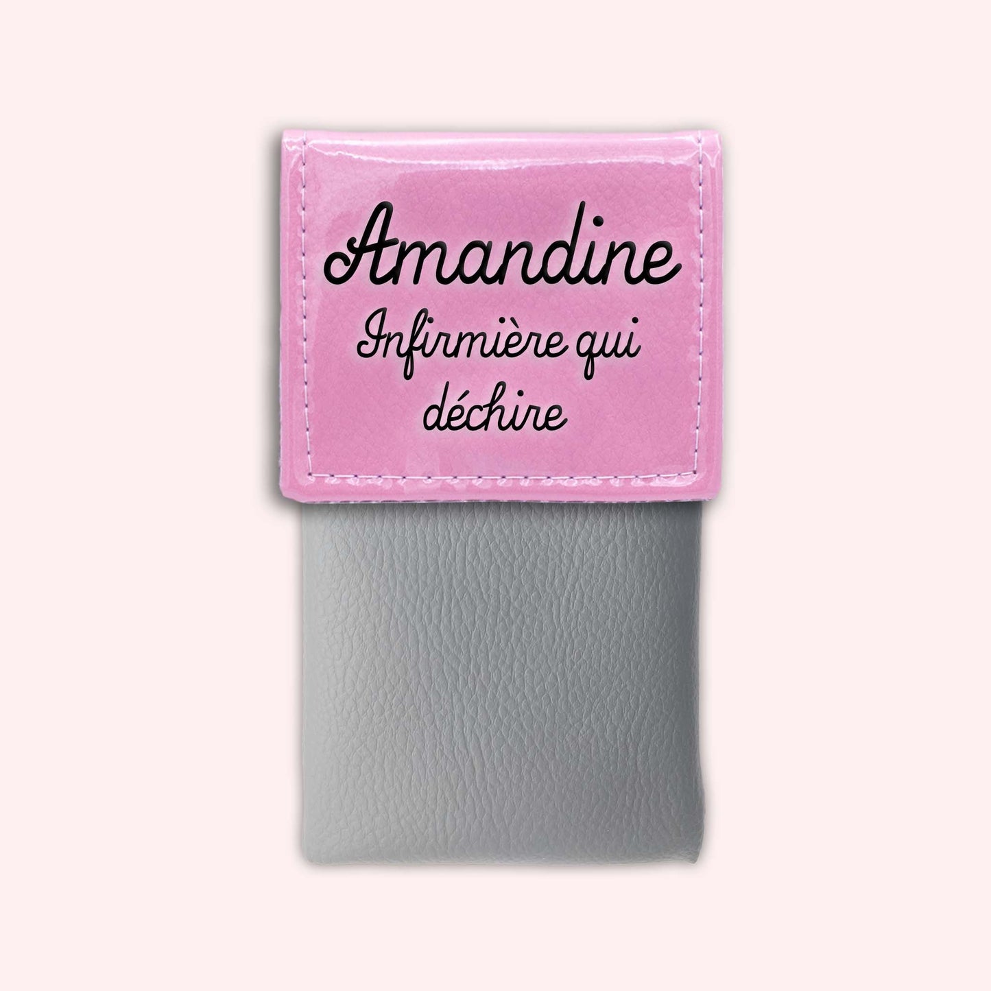 Two-tone pouch with pale pink flap